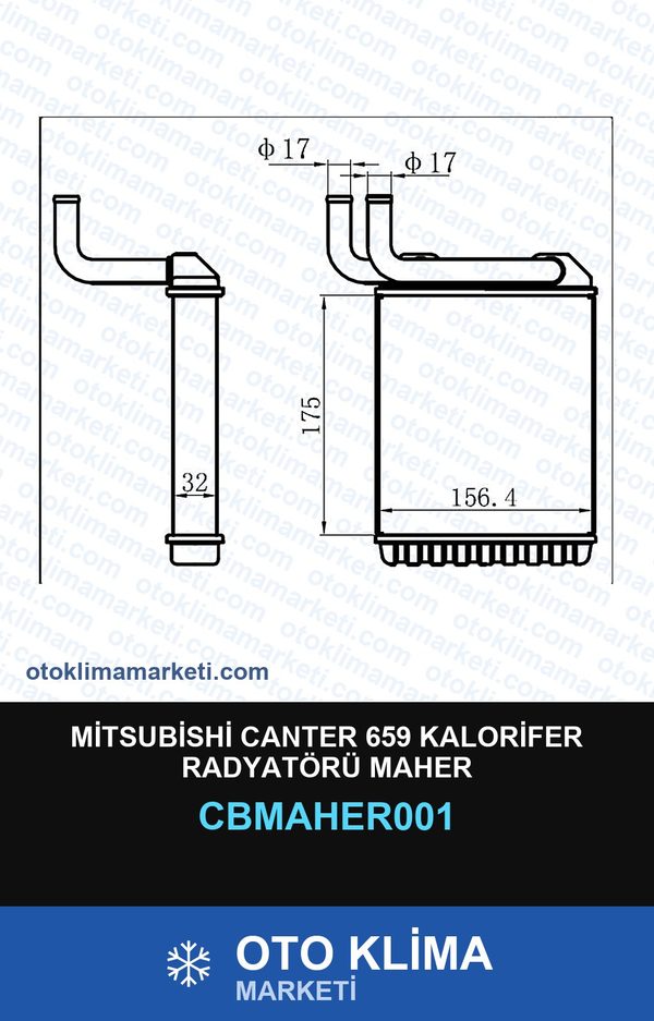 Mitsubishi Canter 659 Kalorifer Radyatörü Maher — KALORİFER PETEĞİ — MAHER marka — Uyumlu: MITSUBISHI