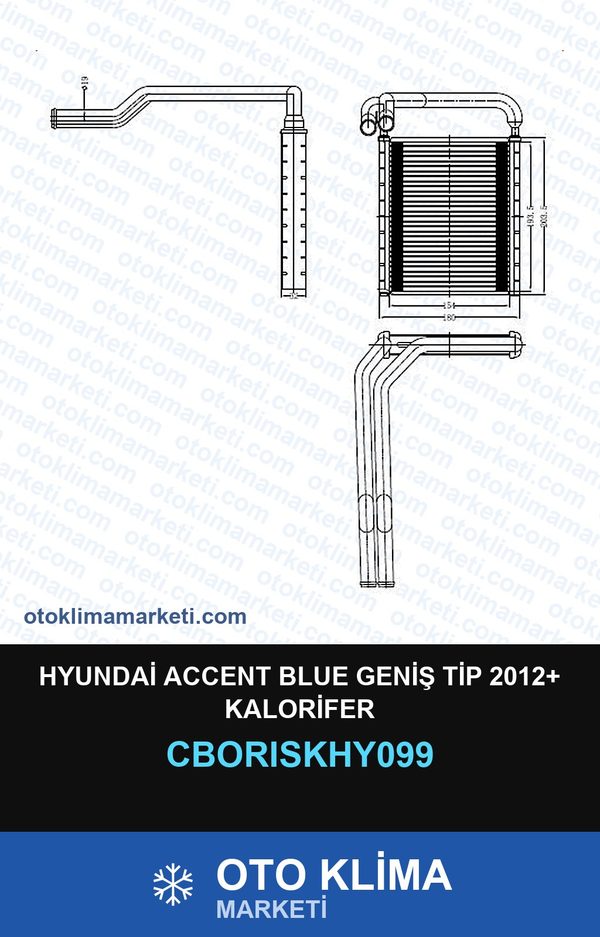 Hyundai Accent Blue Geniş Tip 2012+ Kalorifer — KALORİFER PETEĞİ — ORİS marka — Uyumlu: HYUNDAI