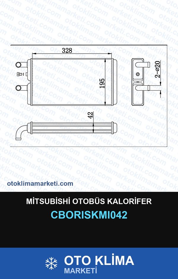 Mitsubishi Otobüs Kalorifer — KALORİFER PETEĞİ — ORİS marka — Uyumlu: MITSUBISHI, OTOBÜS