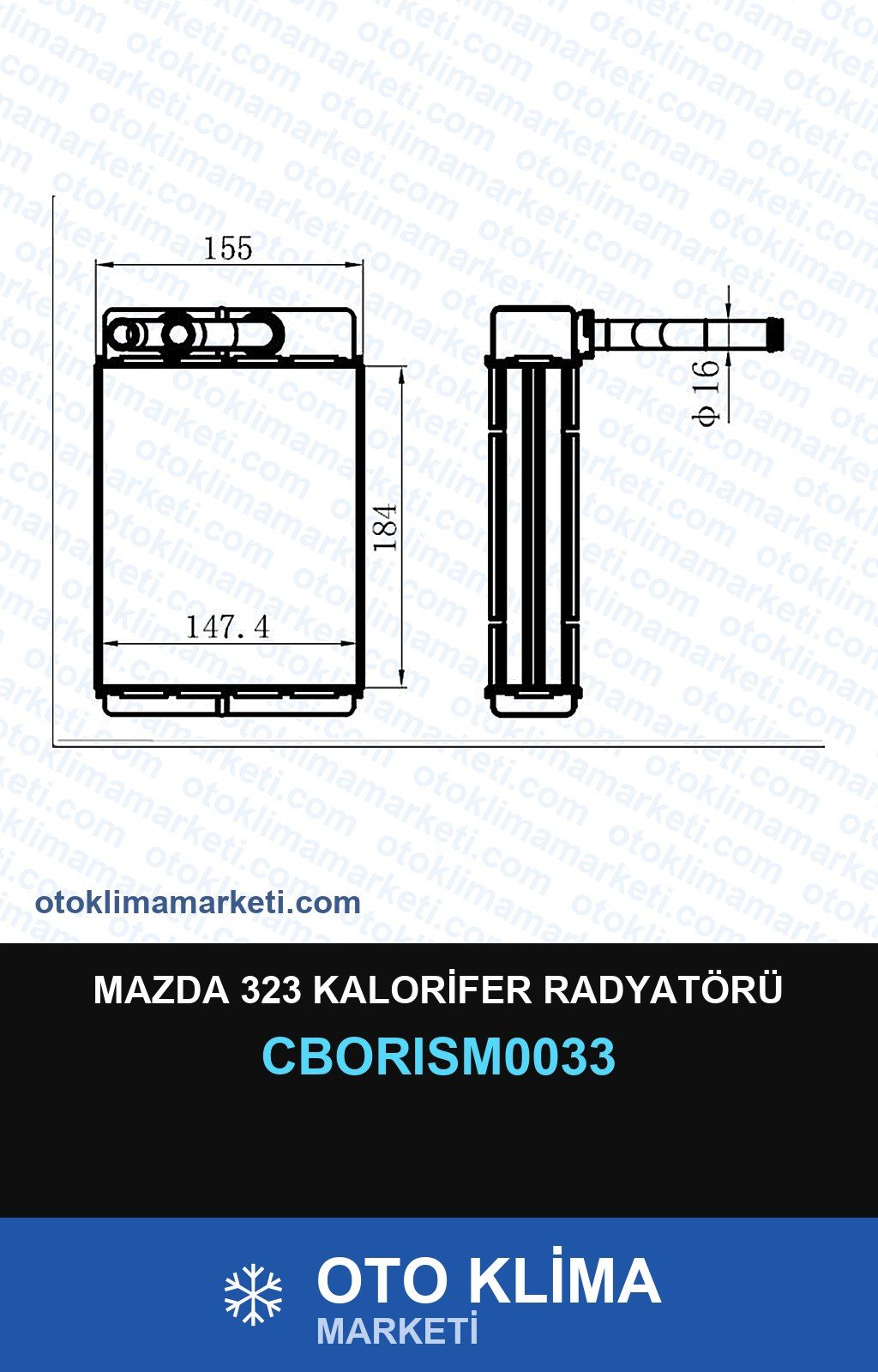 Mazda 323 Kalorifer Radyatörü — KALORİFER PETEĞİ — ORİS marka — Uyumlu: MAZDA