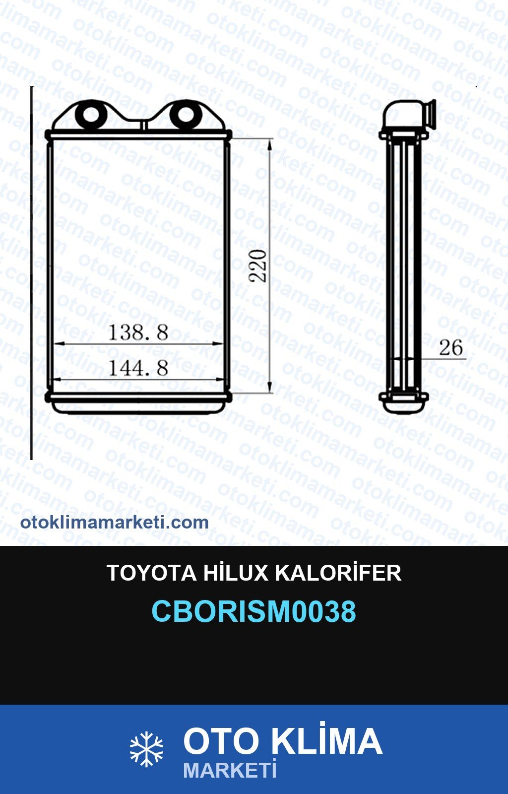 Toyota Hilux Kalorifer — KALORİFER PETEĞİ — ORİS marka — Uyumlu: TOYOTA