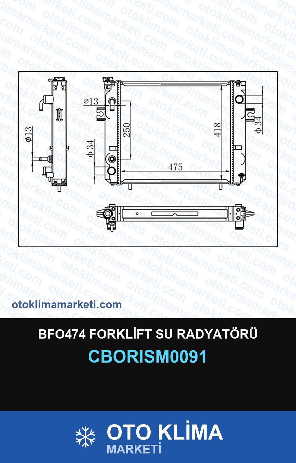 BFO474 Forklift Su Radyatörü — SU RADYATÖRÜ — ORİS marka