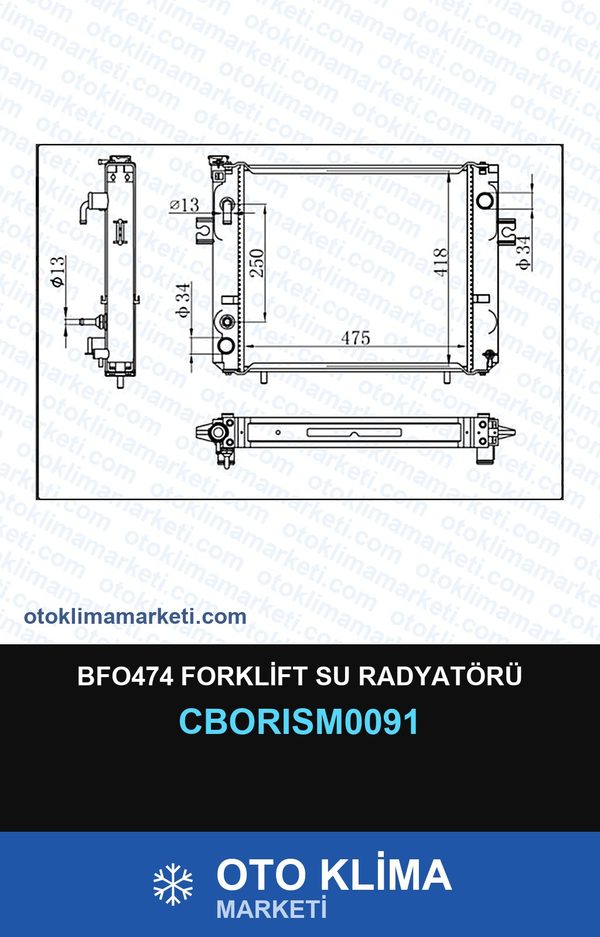 BFO474 Forklift Su Radyatörü — SU RADYATÖRÜ — ORİS marka