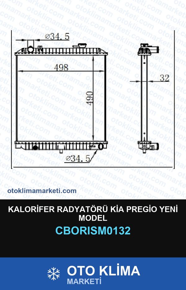 Kalorifer Radyatörü Kia Pregio Yeni Model — KALORİFER PETEĞİ — ORİS marka — Uyumlu: KIA