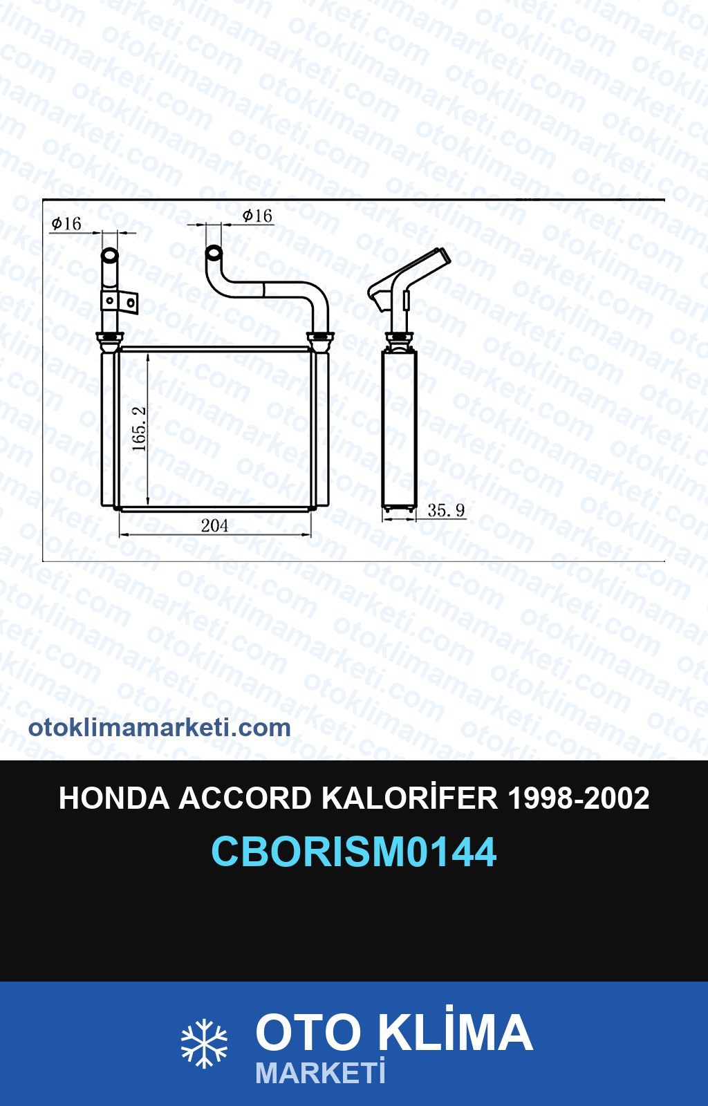 Honda Accord Kalorifer 1998-2002 — KALORİFER PETEĞİ — ORİS marka — Uyumlu: HONDA