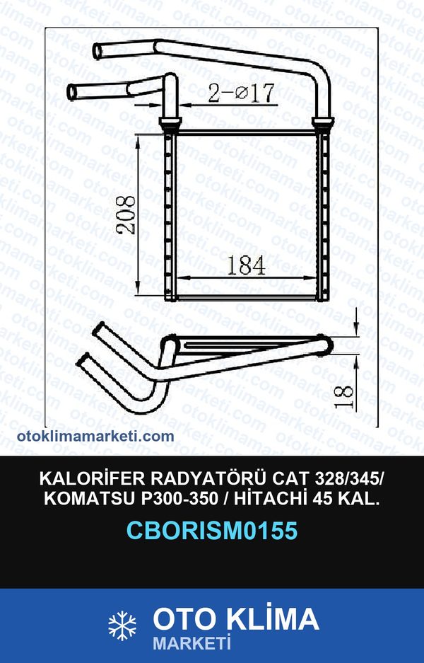 Kalorifer Radyatörü CAT 328/345/ Komatsu P300-350 / Hitachi 45 Kal. — KALORİFER PETEĞİ — ORİS marka — Uyumlu: CATERPILLAR, HITACHI, KOMATSU
