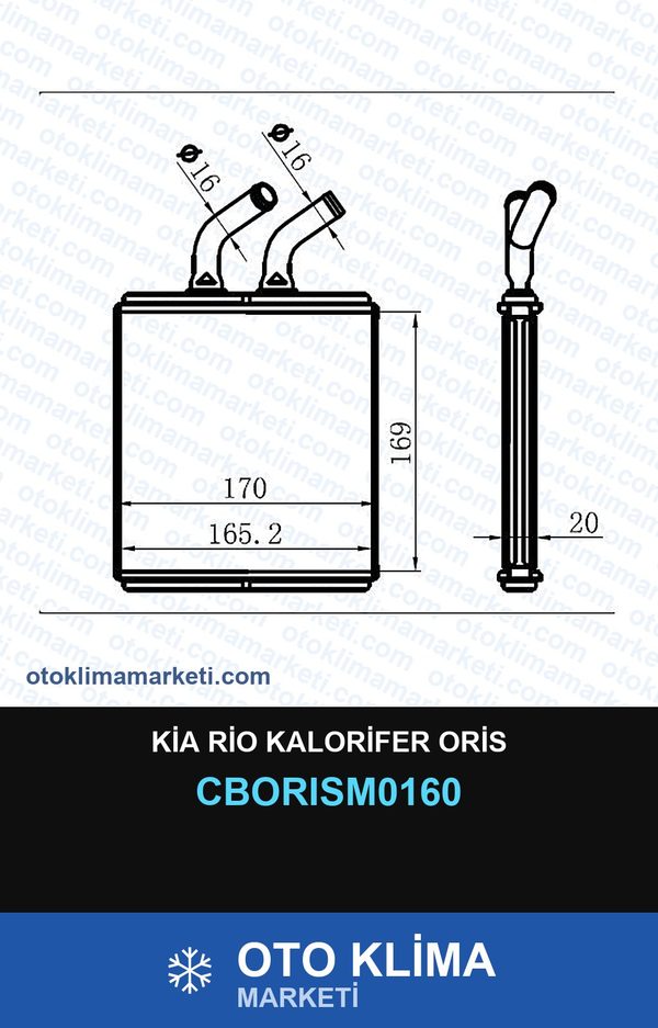 Kia Rio Kalorifer Oris — KALORİFER PETEĞİ — ORİS marka — Uyumlu: KIA