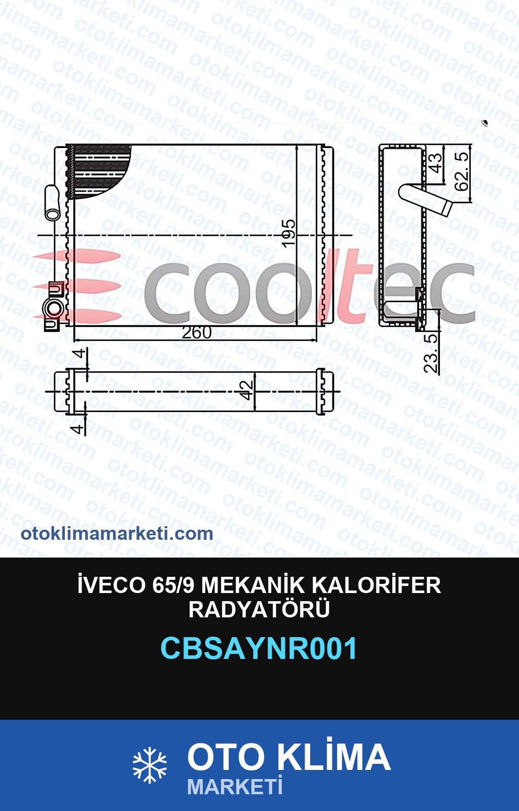 İveco 65/9 Mekanik Kalorifer Radyatörü — KALORİFER PETEĞİ — COOLTECH marka — Uyumlu: IVECO