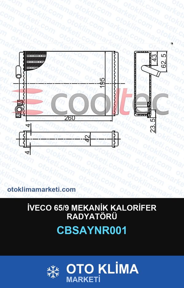 İveco 65/9 Mekanik Kalorifer Radyatörü — KALORİFER PETEĞİ — COOLTECH marka — Uyumlu: IVECO