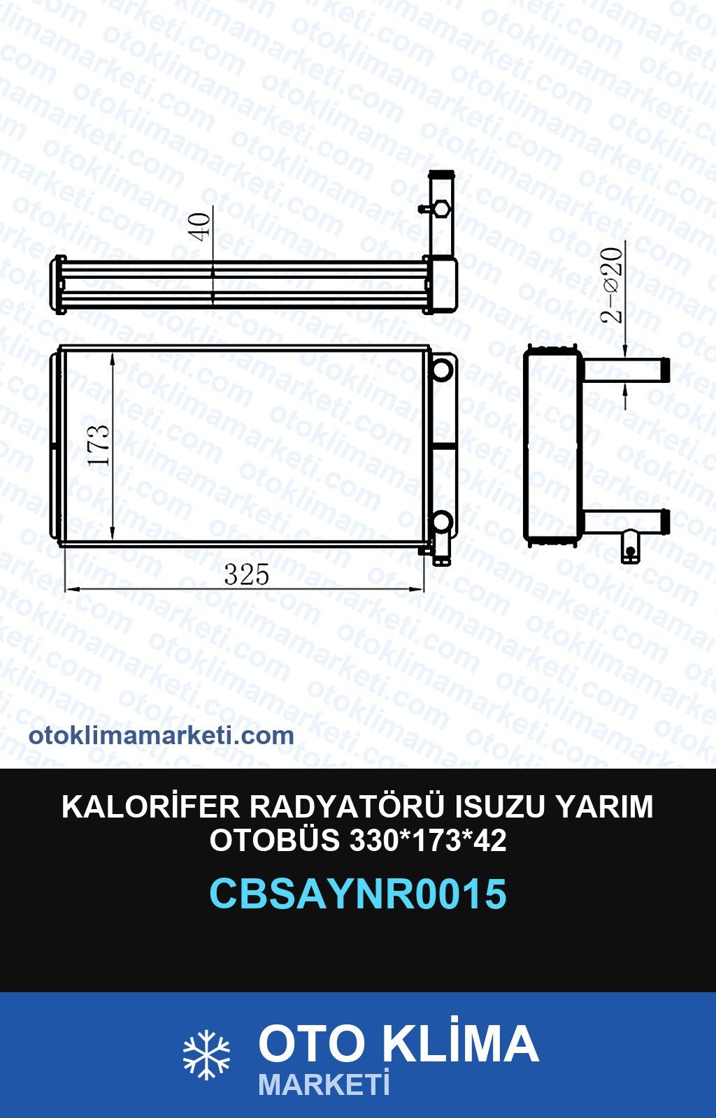 Kalorifer Radyatörü Isuzu Yarım Otobüs 330*173*42 — KALORİFER PETEĞİ — UNICORE marka — Uyumlu: ISUZU, OTOBÜS