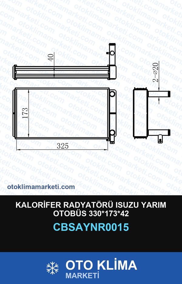 Kalorifer Radyatörü Isuzu Yarım Otobüs 330*173*42 — KALORİFER PETEĞİ — UNICORE marka — Uyumlu: ISUZU, OTOBÜS