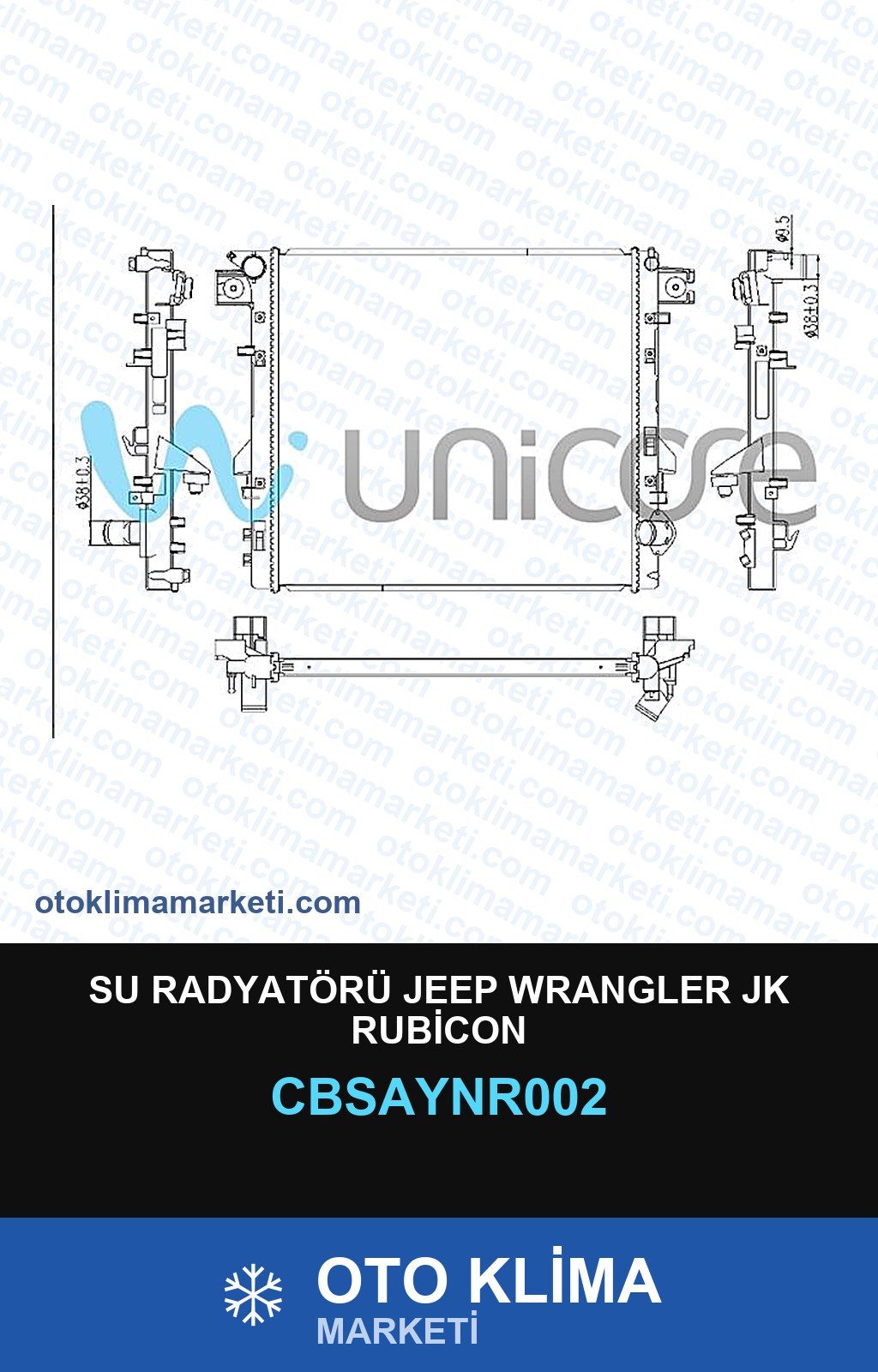 Su Radyatörü Jeep Wrangler Jk Rubicon — SU RADYATÖRÜ — UNICORE marka — Uyumlu: JEEP