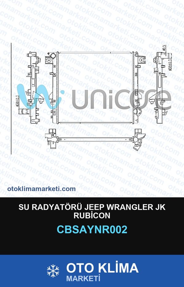Su Radyatörü Jeep Wrangler Jk Rubicon — SU RADYATÖRÜ — UNICORE marka — Uyumlu: JEEP