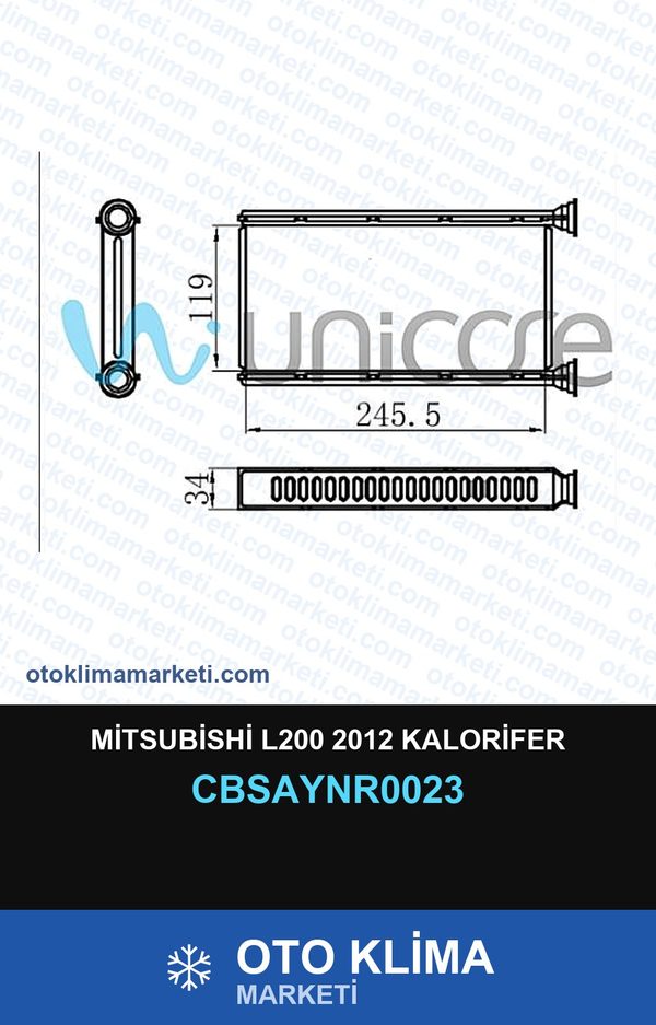 Mitsubishi L200 2012 Kalorifer — KALORİFER PETEĞİ — UNICORE marka — Uyumlu: MITSUBISHI