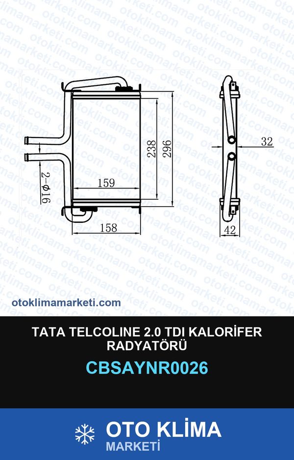 Tata Telcolıne 2.0 TDI Kalorifer Radyatörü — KALORİFER PETEĞİ — UNICORE marka — Uyumlu: TATA