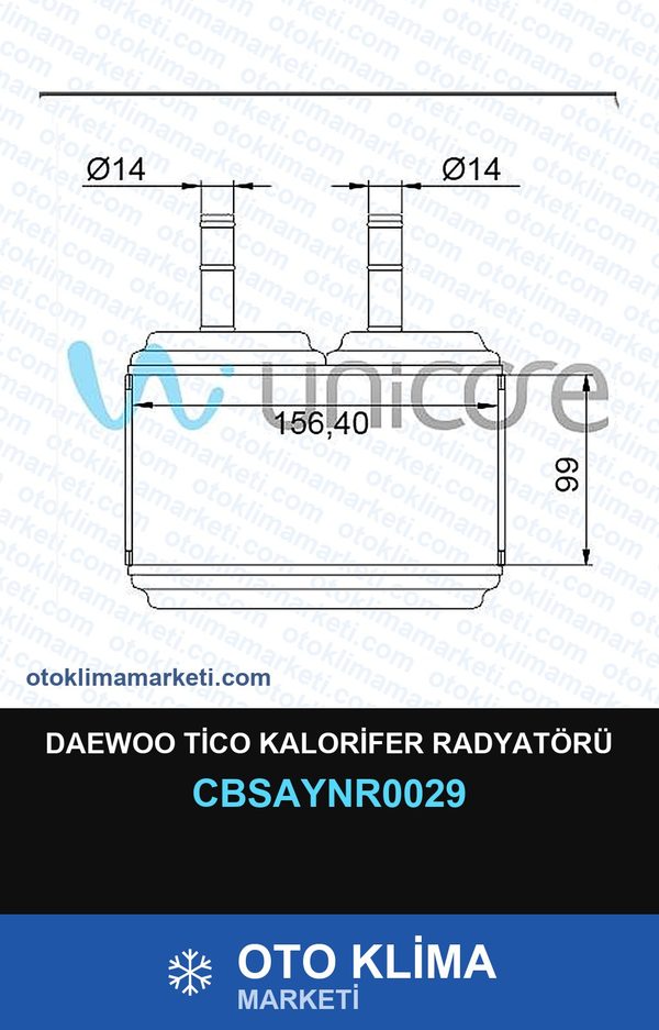 Daewoo Tico Kalorifer Radyatörü — KALORİFER PETEĞİ — UNICORE marka — Uyumlu: DAEWOO