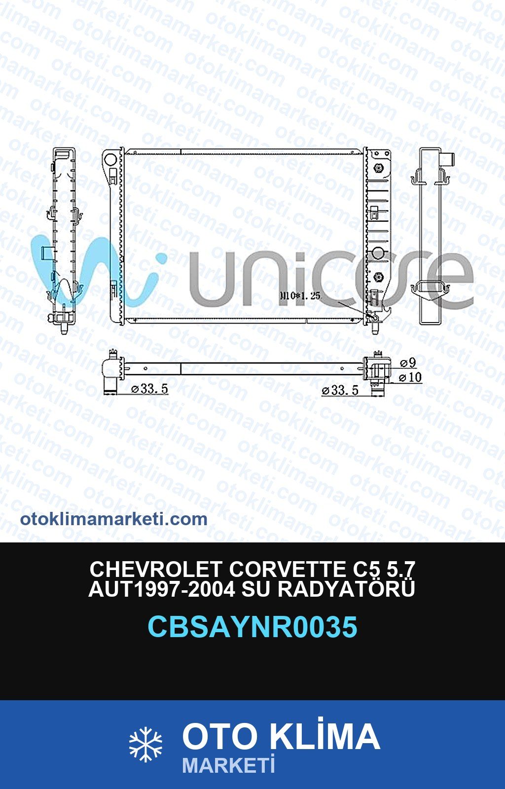 Chevrolet Corvette C5 5.7 AUT1997-2004 Su Radyatörü — SU RADYATÖRÜ — UNICORE marka — Uyumlu: CHEVROLET