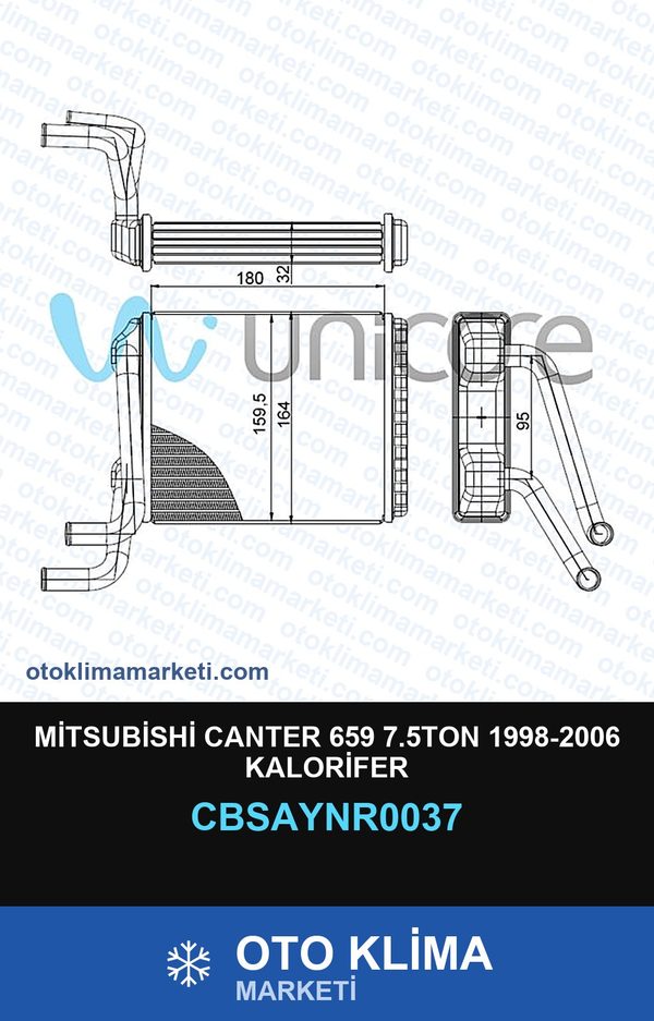 Mitsubishi Canter 659 7.5TON 1998-2006 Kalorifer — KALORİFER PETEĞİ — UNICORE marka — Uyumlu: MITSUBISHI