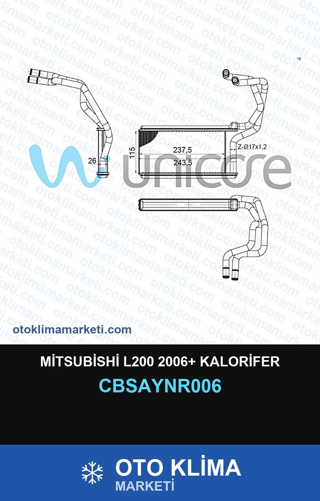 Mitsubishi L200 2006+ Kalorifer — KALORİFER PETEĞİ — UNICORE marka — Uyumlu: MITSUBISHI