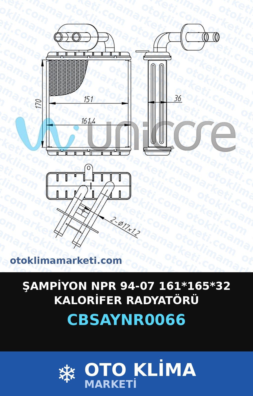 Şampiyon NPR 94-07 161*165*32 Kalorifer Radyatörü — KALORİFER PETEĞİ — UNICORE marka