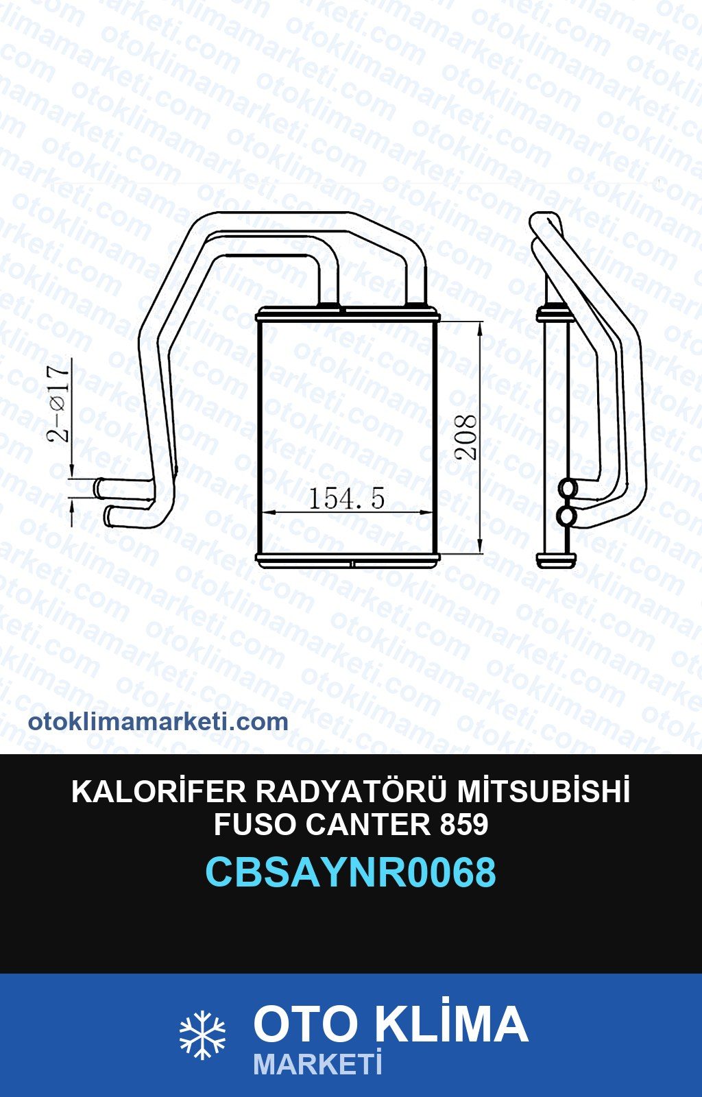 Kalorifer Radyatörü Mitsubishi Fuso Canter 859 — KALORİFER PETEĞİ — UNICORE marka — Uyumlu: MITSUBISHI