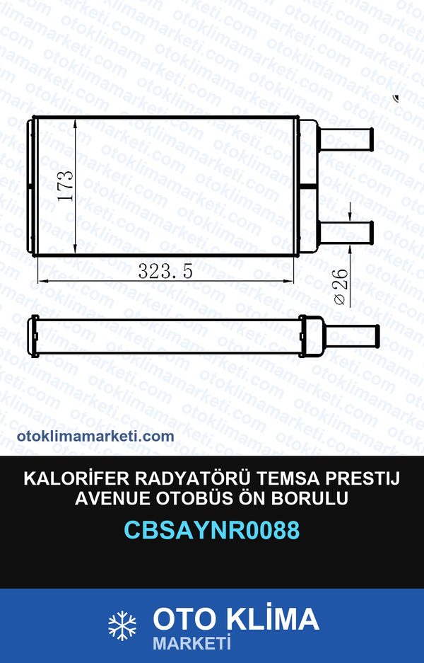 Kalorifer Radyatörü Temsa Prestıj Avenue Otobüs Ön Borulu — KALORİFER PETEĞİ — UNICORE marka — Uyumlu: OTOBÜS, TEMSA