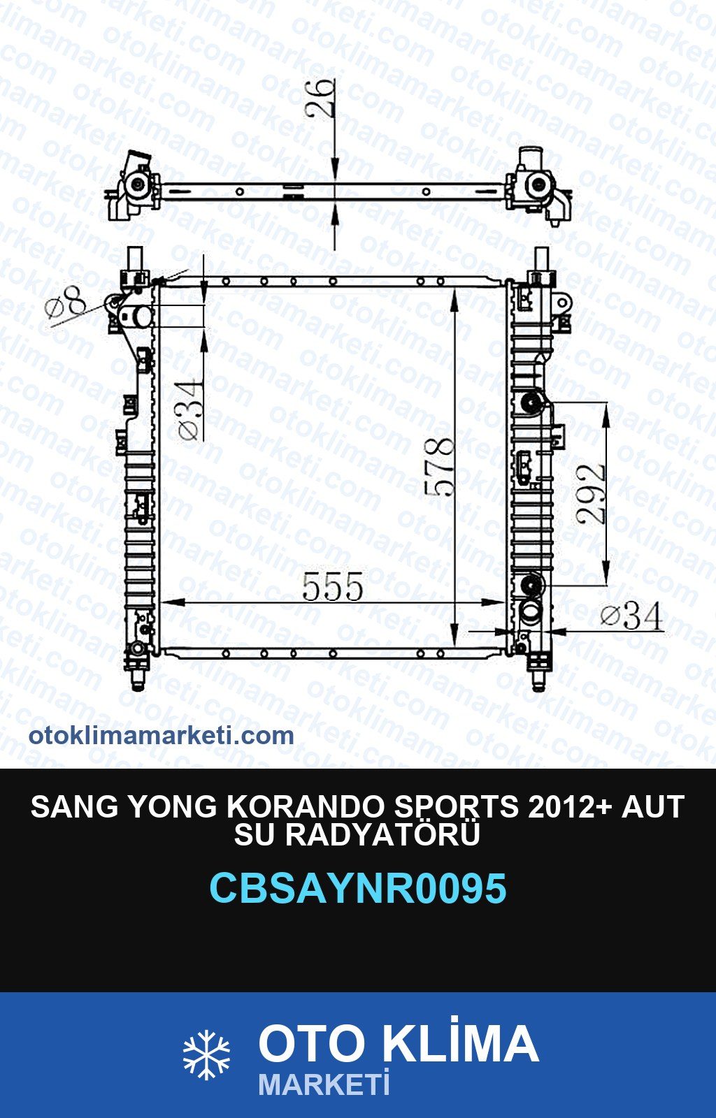 Sang Yong Korando Sports 2012+ Aut Su Radyatörü — SU RADYATÖRÜ — UNICORE marka