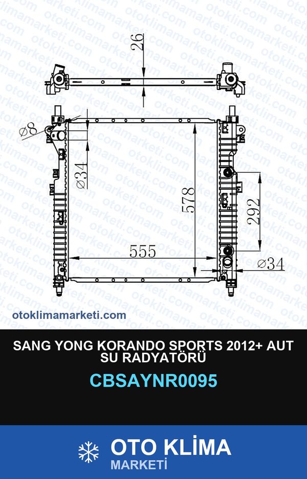 Sang Yong Korando Sports 2012+ Aut Su Radyatörü — SU RADYATÖRÜ — UNICORE marka
