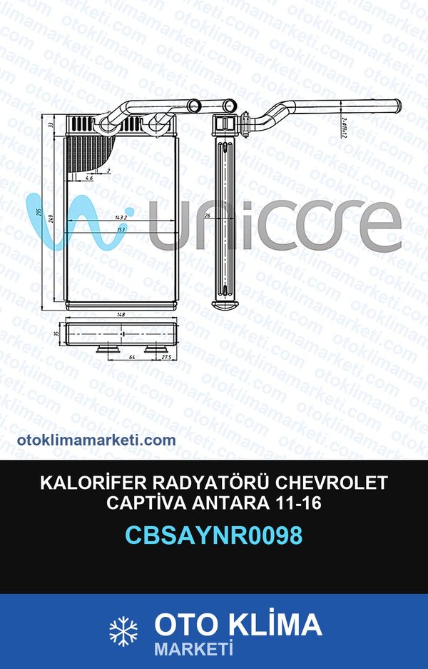 Kalorifer Radyatörü Chevrolet Captiva Antara 11-16 — KALORİFER PETEĞİ — UNICORE marka — Uyumlu: CHEVROLET