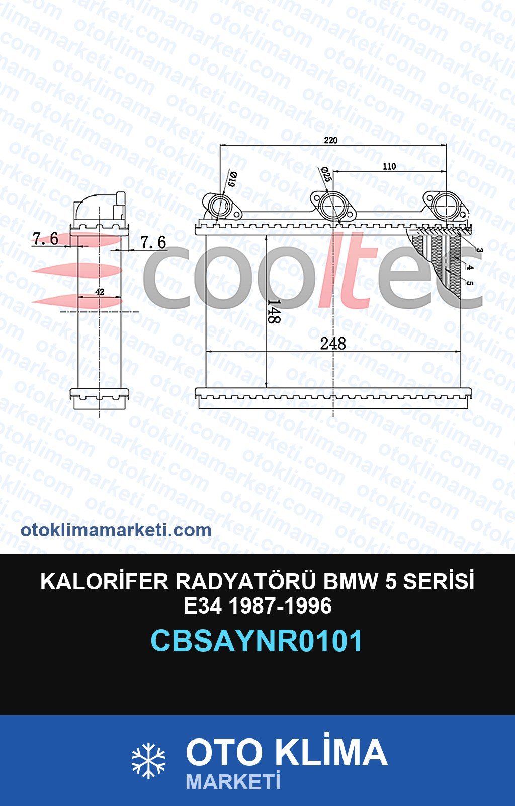 Kalorifer Radyatörü BMW 5 Serisi E34 1987-1996 — KALORİFER PETEĞİ — COOLTECH marka — Uyumlu: BMW