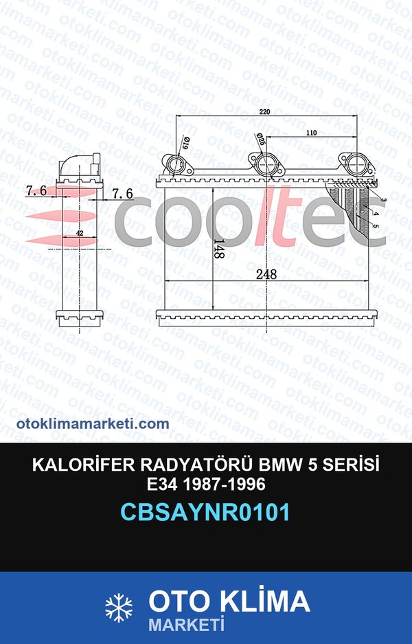 Kalorifer Radyatörü BMW 5 Serisi E34 1987-1996 — KALORİFER PETEĞİ — COOLTECH marka — Uyumlu: BMW