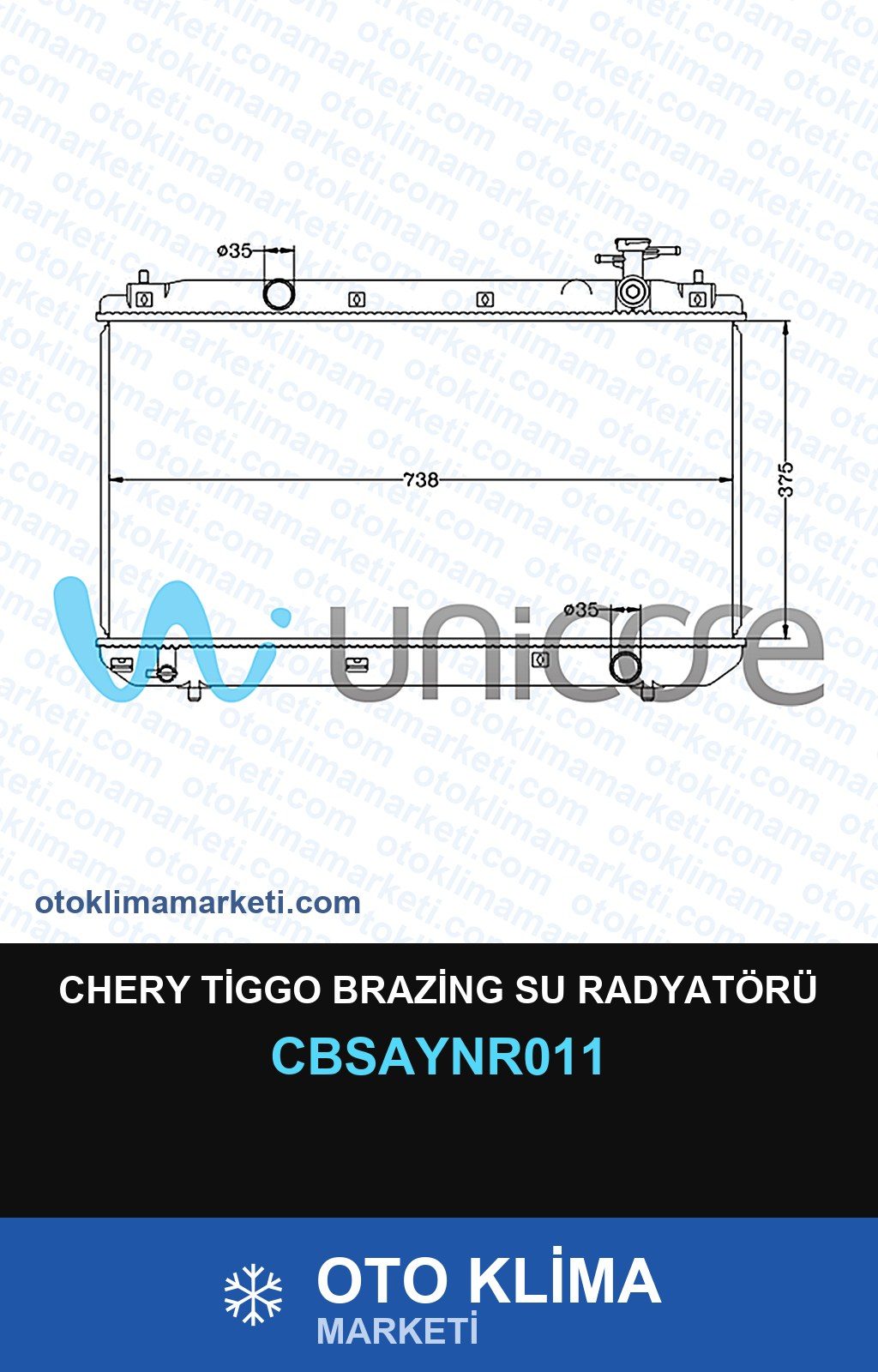 Chery Tiggo Brazing Su Radyatörü — SU RADYATÖRÜ — UNICORE marka — Uyumlu: CHERY