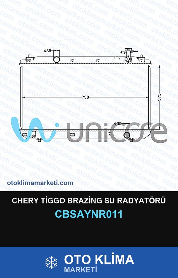 Chery Tiggo Brazing Su Radyatörü — SU RADYATÖRÜ — UNICORE marka — Uyumlu: CHERY