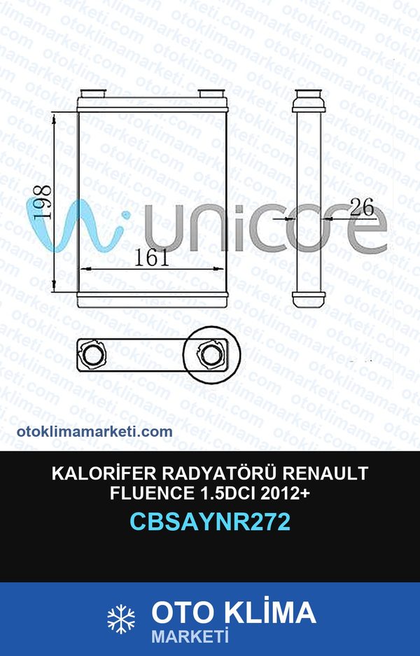 Kalorifer Radyatörü Renault Fluence 1.5DCI 2012+ — KALORİFER PETEĞİ — UNICORE marka — Uyumlu: RENAULT