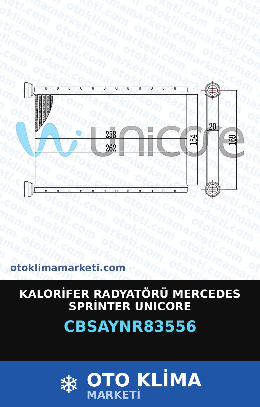 Kalorifer Radyatörü Mercedes Sprinter Unicore — KALORİFER PETEĞİ — UNICORE marka — Uyumlu: MERCEDES BENZ