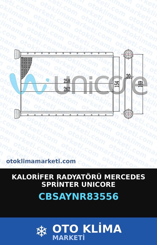 Kalorifer Radyatörü Mercedes Sprinter Unicore — KALORİFER PETEĞİ — UNICORE marka — Uyumlu: MERCEDES BENZ