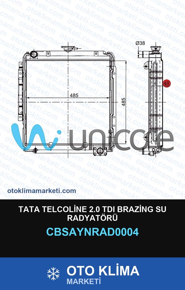 Tata Telcoline 2.0 TDI Brazing Su Radyatörü — SU RADYATÖRÜ — UNICORE marka — Uyumlu: TATA