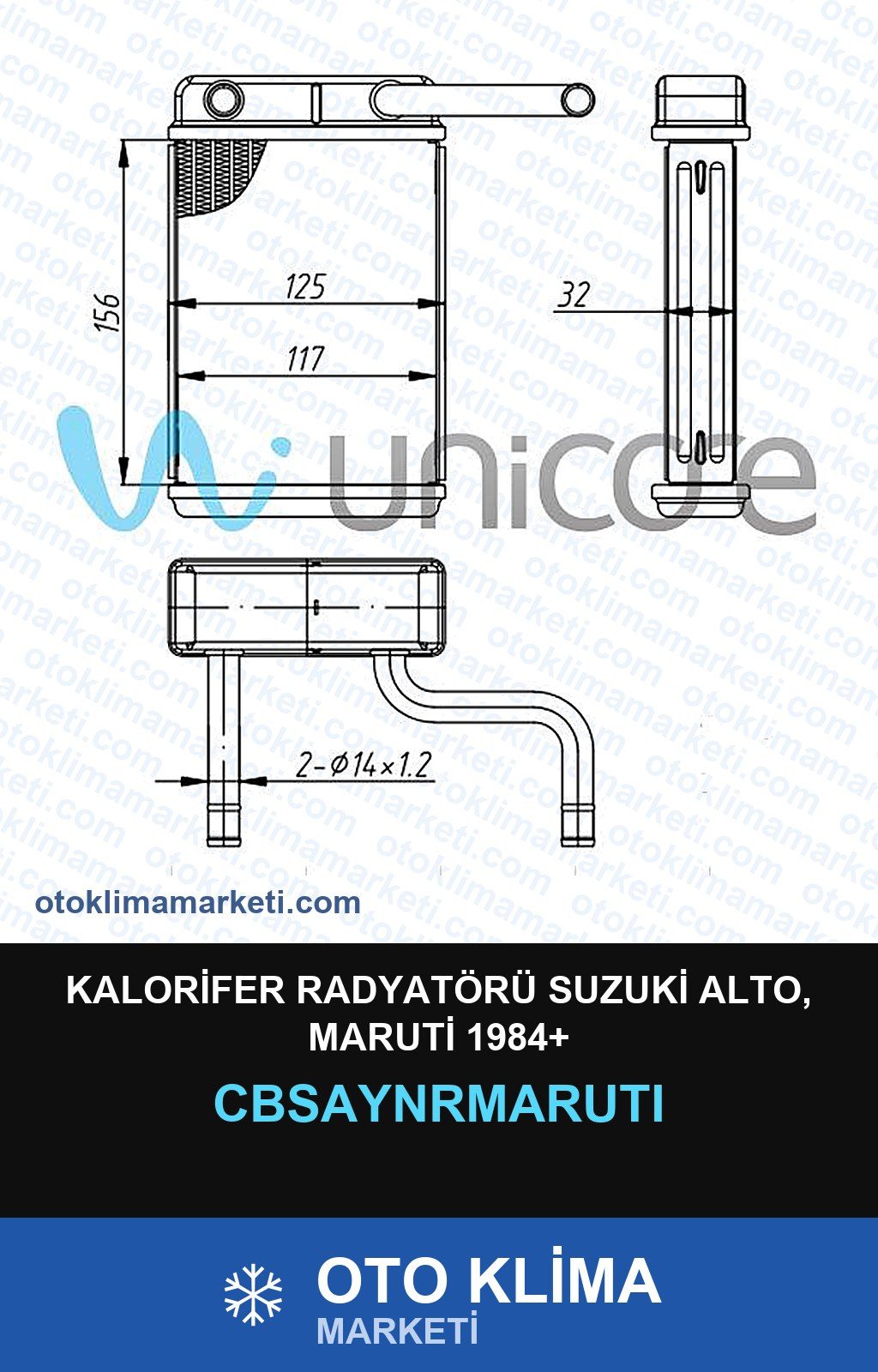 Kalorifer Radyatörü Suzuki Alto, Maruti 1984+ — KALORİFER PETEĞİ — UNICORE marka — Uyumlu: SUZUKI