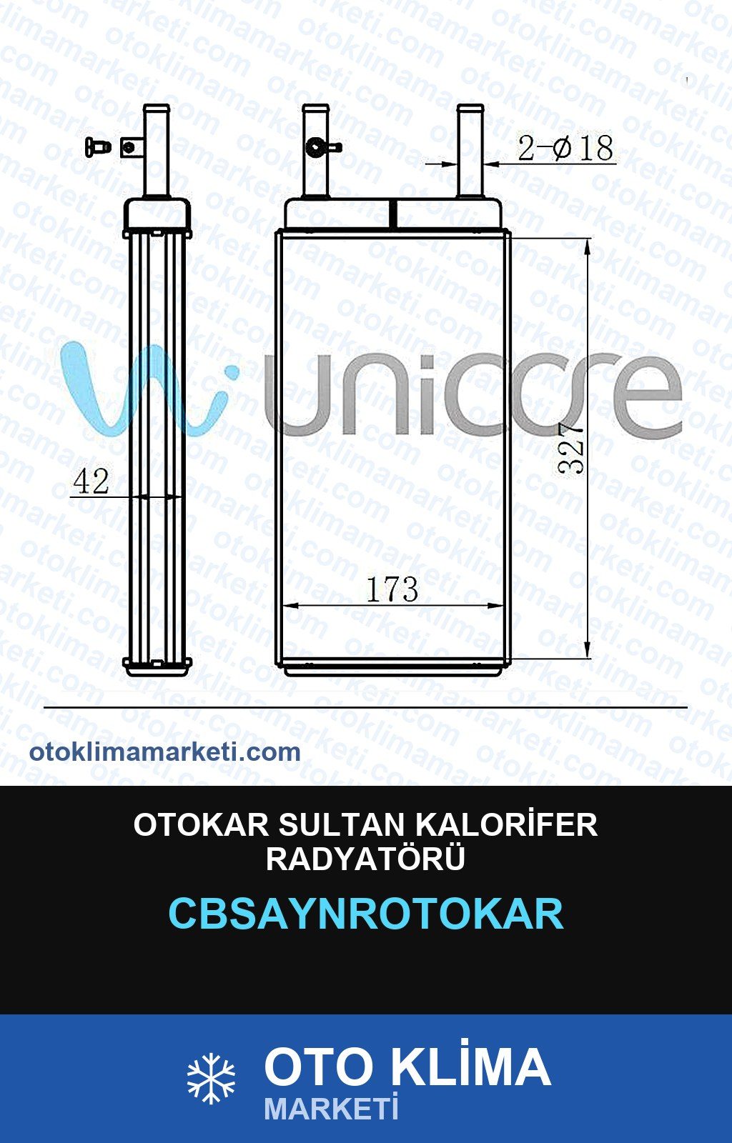 Otokar Sultan Kalorifer Radyatörü — KALORİFER PETEĞİ — UNICORE marka — Uyumlu: OTOKAR
