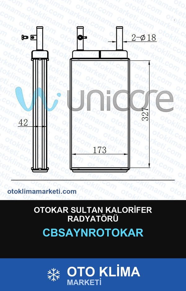 Otokar Sultan Kalorifer Radyatörü — KALORİFER PETEĞİ — UNICORE marka — Uyumlu: OTOKAR