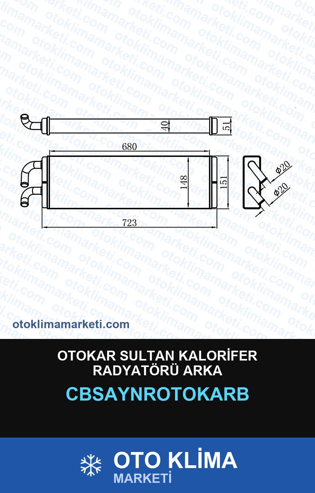 Otokar Sultan Kalorifer Radyatörü Arka — KALORİFER PETEĞİ — UNICORE marka — Uyumlu: OTOKAR