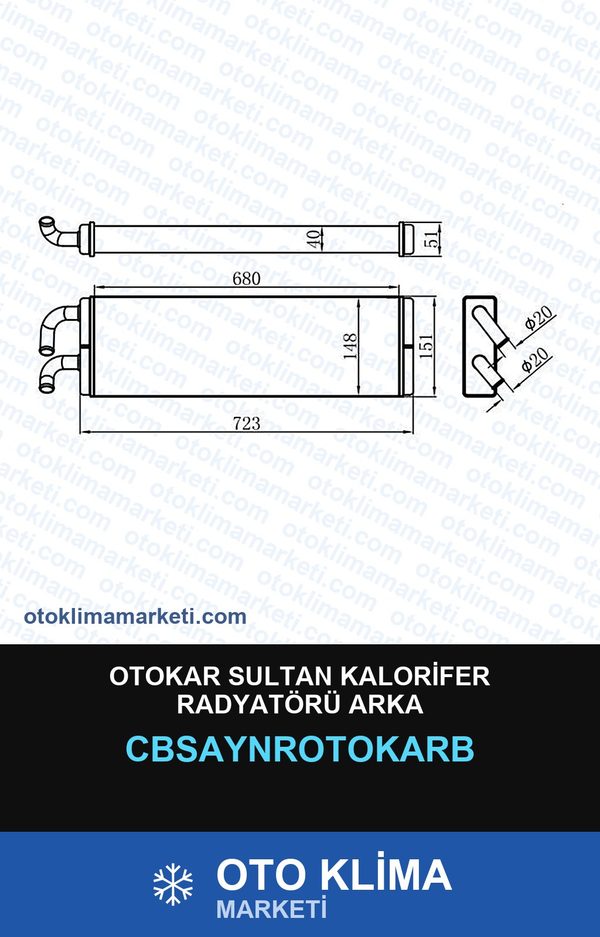 Otokar Sultan Kalorifer Radyatörü Arka — KALORİFER PETEĞİ — UNICORE marka — Uyumlu: OTOKAR