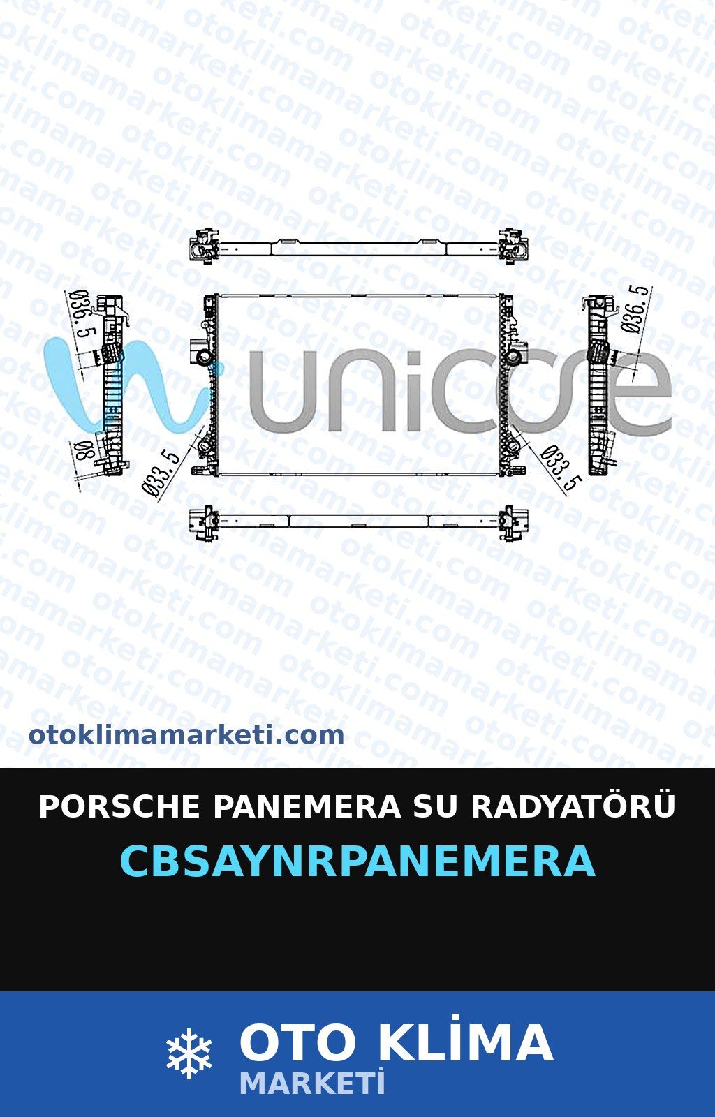 Porsche Panemera Su Radyatörü — SU RADYATÖRÜ — UNICORE marka — Uyumlu: PORSCHE