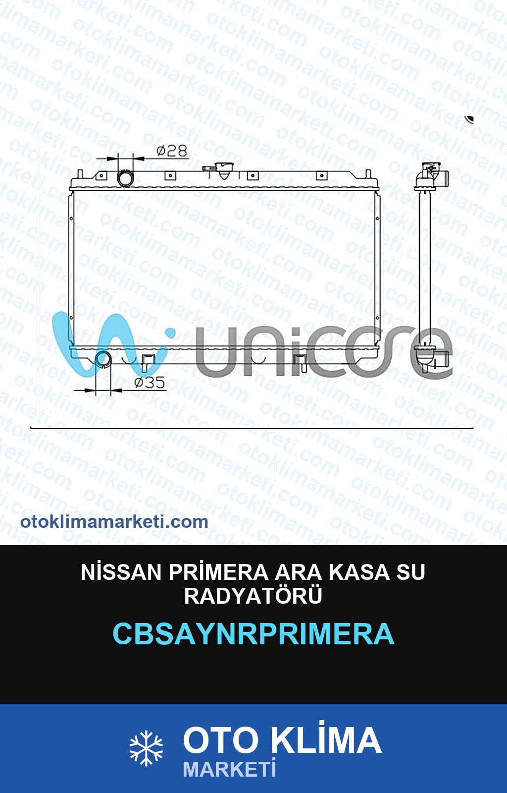 Nissan Primera Ara Kasa Su Radyatörü — SU RADYATÖRÜ — UNICORE marka — Uyumlu: NISSAN