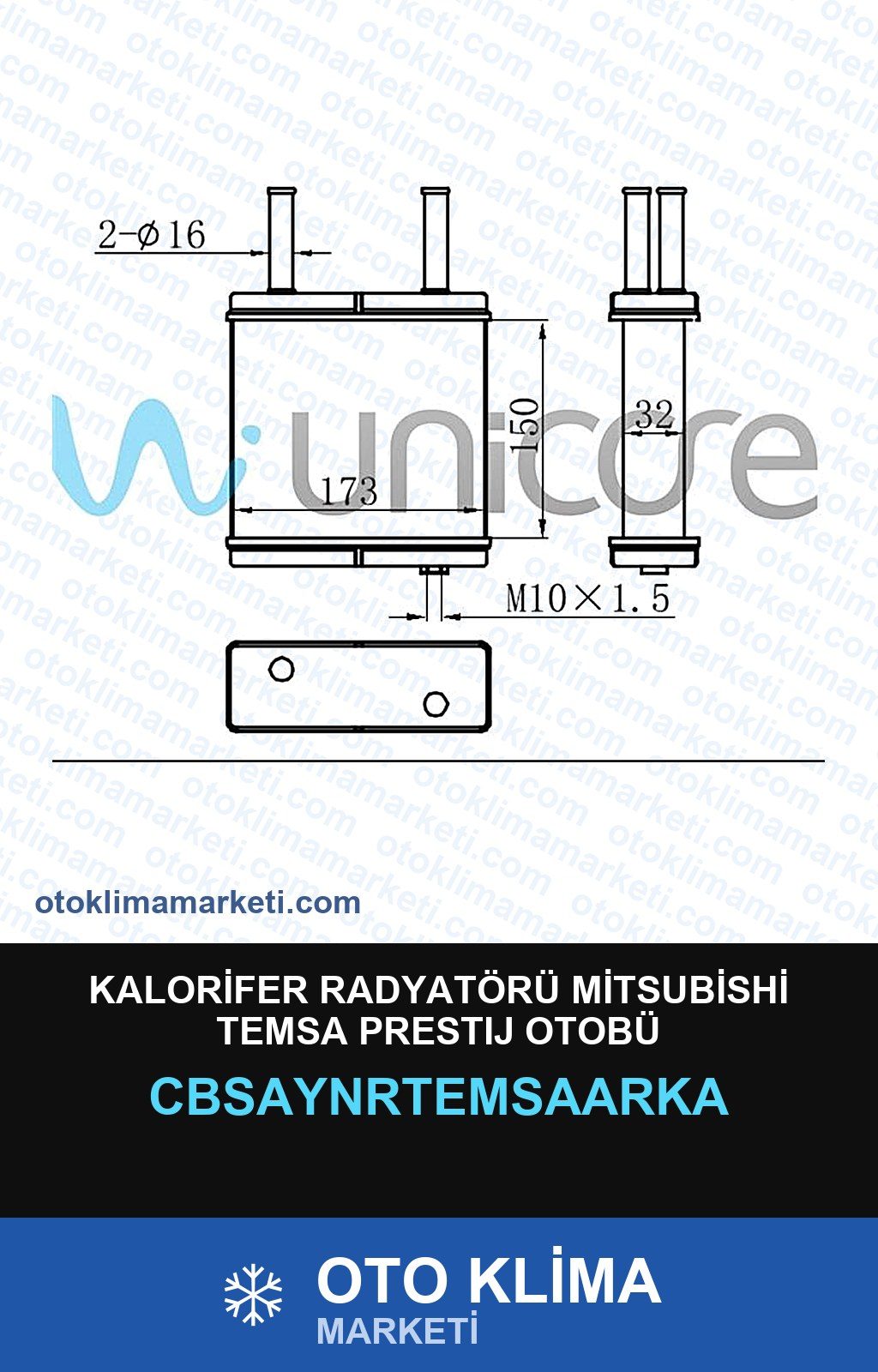 Kalorifer Radyatörü Mitsubishi Temsa Prestıj Otobü — KALORİFER PETEĞİ — UNICORE marka — Uyumlu: MITSUBISHI, TEMSA