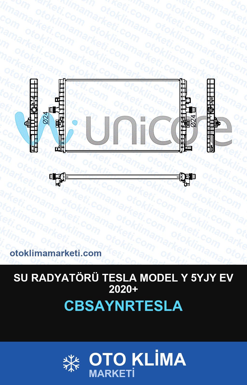 Su Radyatörü Tesla Model Y 5YJY Ev 2020+ — SU RADYATÖRÜ — UNICORE marka