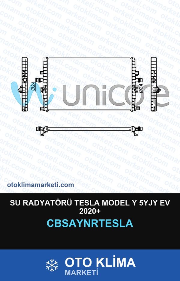 Su Radyatörü Tesla Model Y 5YJY Ev 2020+ — SU RADYATÖRÜ — UNICORE marka