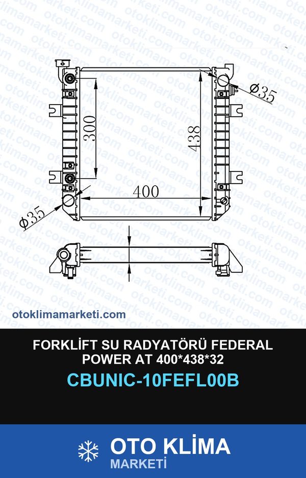 Forklift Su Radyatörü Federal Power At 400*438*32 — SU RADYATÖRÜ — UNICORE marka