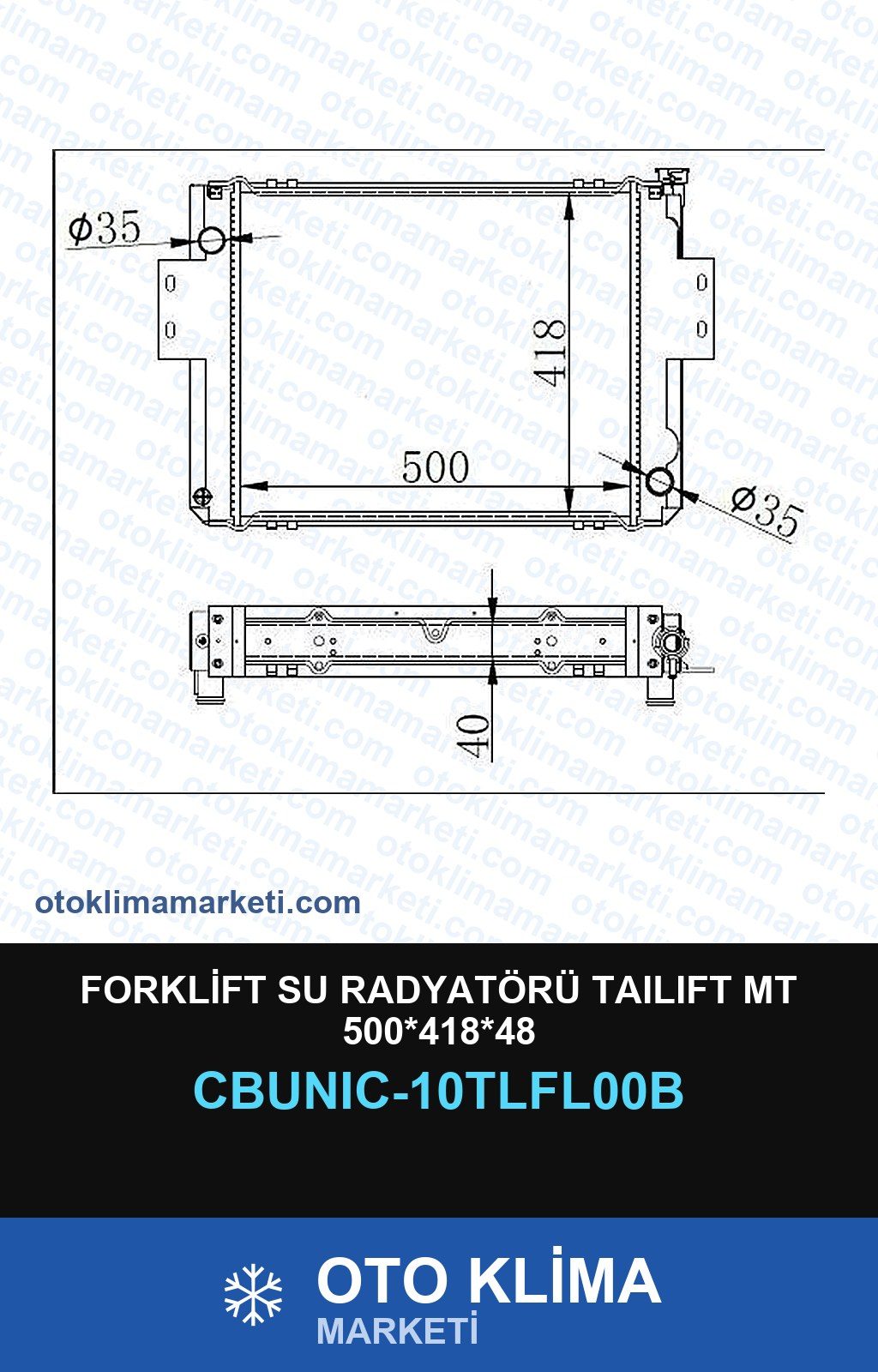 Forklift Su Radyatörü Taılıft Mt 500*418*48 — SU RADYATÖRÜ — UNICORE marka