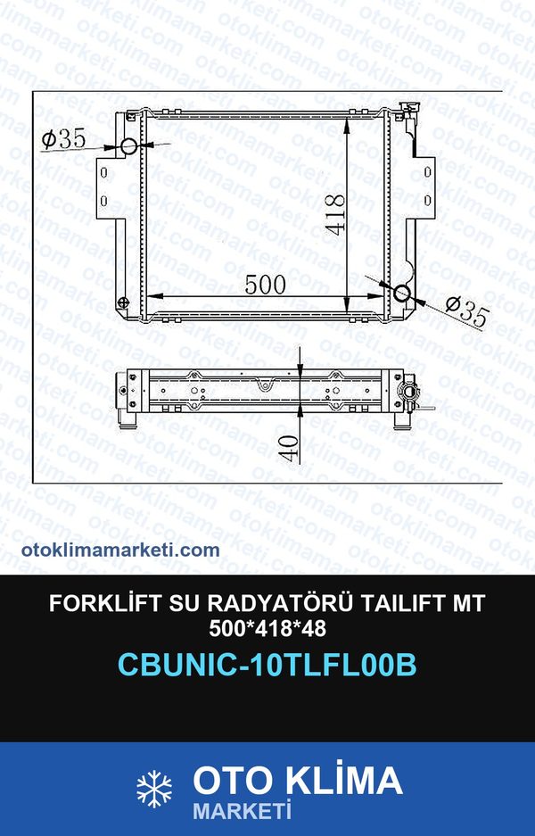 Forklift Su Radyatörü Taılıft Mt 500*418*48 — SU RADYATÖRÜ — UNICORE marka